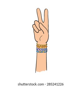 Thumb Finger Rock on vector hand