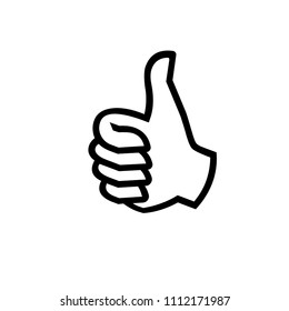 Thumb up finger sign vector illustration isolated on grey background