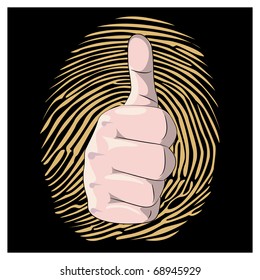 thumb up with fingerprint background illustration
