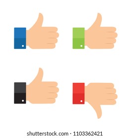 Thumb fist up and down icon set collection. Vector illustration.