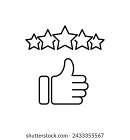 Thumb up and five stars quality rating