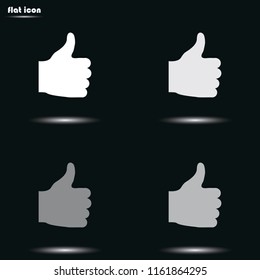 Thumb up flat grayscale vector icon. Ok sign.
