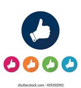 Thumb up flat icon. Social media icon.