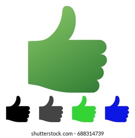 Thumb Up flat vector icon. Colored thumb up gradient, gray, black, blue, green icon versions. Flat icon style for application design.