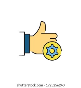 Símbolo del icono del vector del engranaje hacia arriba aislado en fondo blanco