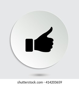 thumb up gesture - black vector  icon with shadow