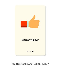 Thumb up gesture of businessman flat icon. Vertical sign or vector illustration of popular hand gesture. Communication, sign language, motion, symbol concept for web design and apps