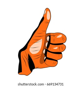 Thumb Up Gesture (expressing satisfaction, approval, success) on a white background.vector