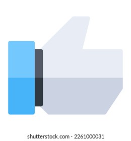 Pulgar el dedo de gesto en un icono plano. Como, favorito, aprobar, buen símbolo. botón de medios sociales