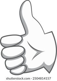 Thumb up gesture. Hand in retro cartoon white glove