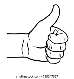 Thumb up gesture. A hand showing symbol Like. Thumb up vector sign. Positive feedback icon