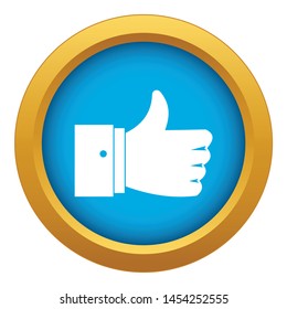 Thumb up gesture icon blue vector isolated on white background for any design