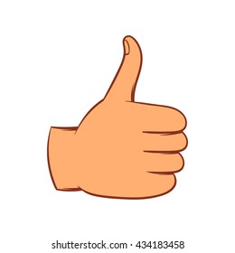 Thumb up gesture icon, cartoon style