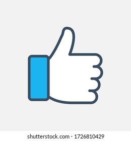 thumb up gesture icon designed in a flat style