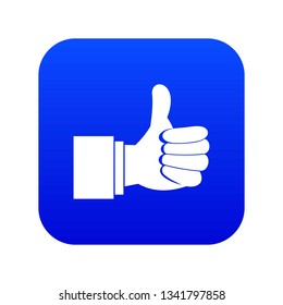 Thumb up gesture icon digital blue for any design isolated on white vector illustration