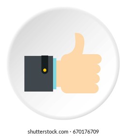 Thumb up gesture icon in flat circle isolated vector illustration for web