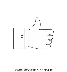 Thumb up gesture icon in outline style isolated on white background