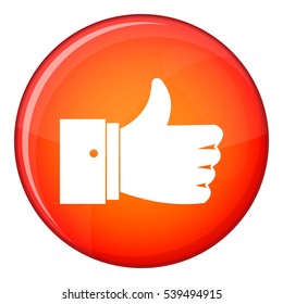 Thumb up gesture icon in red circle isolated on white background vector illustration