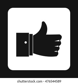 Thumb up gesture icon in simple style on a white background