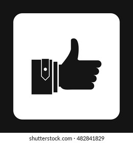 Thumb up gesture icon in simple style on a white background vector illustration