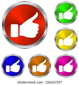 thumb up gesture  icon - vector glossy colourful buttons