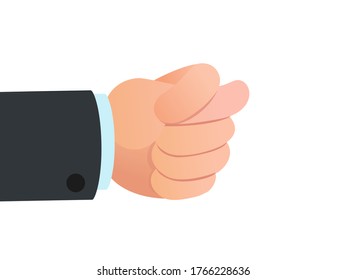Handgeste, einzeln auf weißem Hintergrund. Abweisung, Abfall - Arm - Schild. Männliches Feigenschild. Vektorgrafik, flaches Design, Cartoon-Stil. 