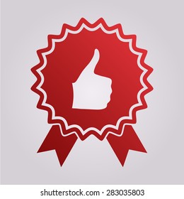 Thumb Up Gesture - label with ribbons