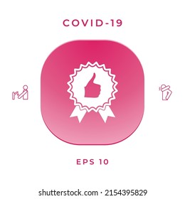 Thumb Up Gesture - label with ribbons. , elements for your design- the highest score, the best choice, the highest rating