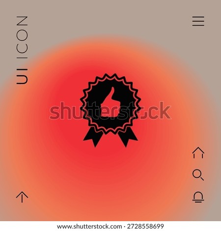 Thumb Up Gesture - label with ribbons. , elements for your design- the highest score, the best choice, the highest rating