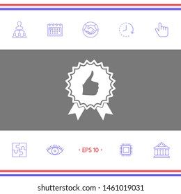 Thumb Up Gesture - label with ribbons. The highest rating