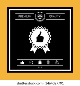 Thumb Up Gesture - label with ribbons. The highest rating
