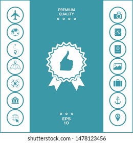 Thumb Up Gesture - label with ribbons. The highest rating