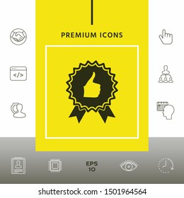 Thumb Up Gesture - label with ribbons. The highest rating