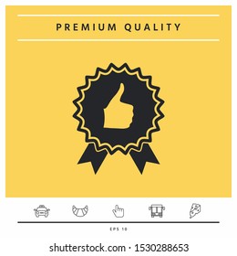Thumb Up Gesture - label with ribbons. The highest rating