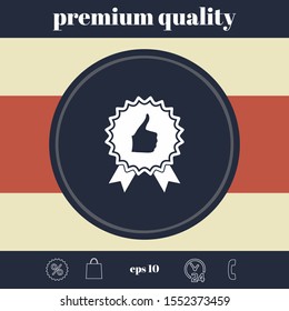 Thumb Up Gesture - label with ribbons. The highest rating