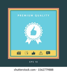 Thumb Up Gesture - label with ribbons. The highest rating