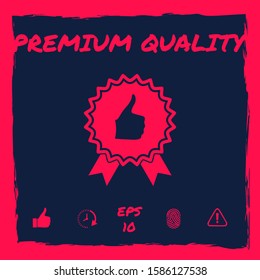 Thumb Up Gesture - label with ribbons. The highest rating