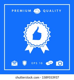 Thumb Up Gesture - label with ribbons. The highest rating