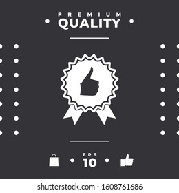 Thumb Up Gesture - label with ribbons. The highest rating