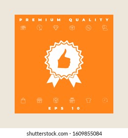 Thumb Up Gesture - label with ribbons. The highest rating