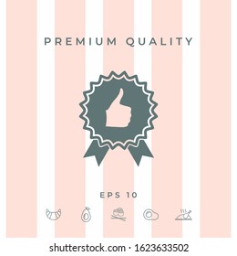 Thumb Up Gesture - label with ribbons. The highest rating