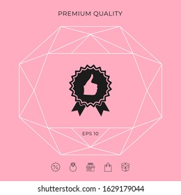 Thumb Up Gesture - label with ribbons. The highest rating