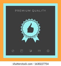 Thumb Up Gesture - label with ribbons. The highest rating