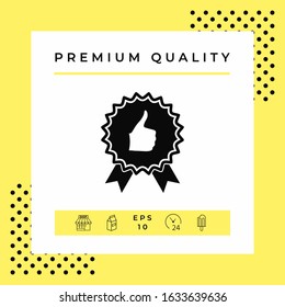 Thumb Up Gesture - label with ribbons. The highest rating