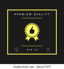 Thumb Up Gesture - label with ribbons. The highest rating