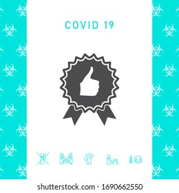 Thumb Up Gesture - label with ribbons. The highest rating