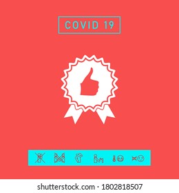 Thumb Up Gesture - label with ribbons. The highest rating