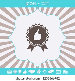 Thumb Up Gesture - label with ribbons. T the highest rating