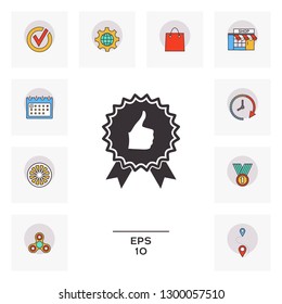 Thumb Up Gesture - label with ribbons. T the highest rating