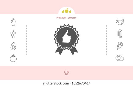 Thumb Up Gesture - label with ribbons. T the highest rating